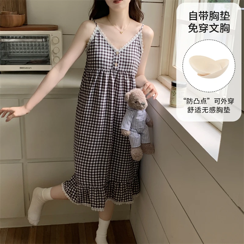 2025女大睡衣女款爆款新款可外穿高颜值吊带睡裙带胸垫夏季家居服