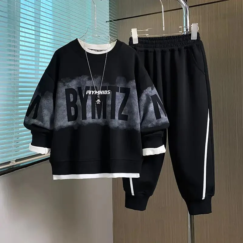 男童卫衣套装秋装新款运动衣两件套韩版男孩潮中大童宽松休闲衣服