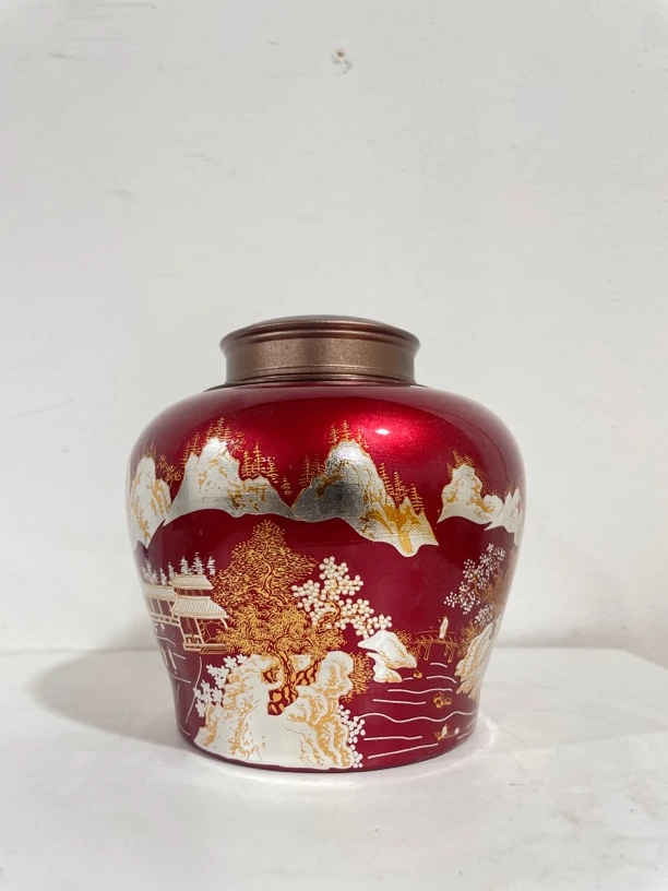 银山钢琴烤漆茶叶罐密封罐储物罐a194