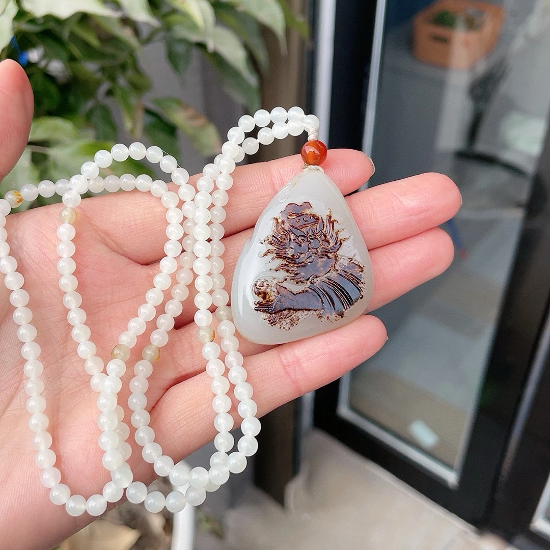 269273玉美人小程新疆和田玉滋腻柔和钟馗伏魔一体链挂件