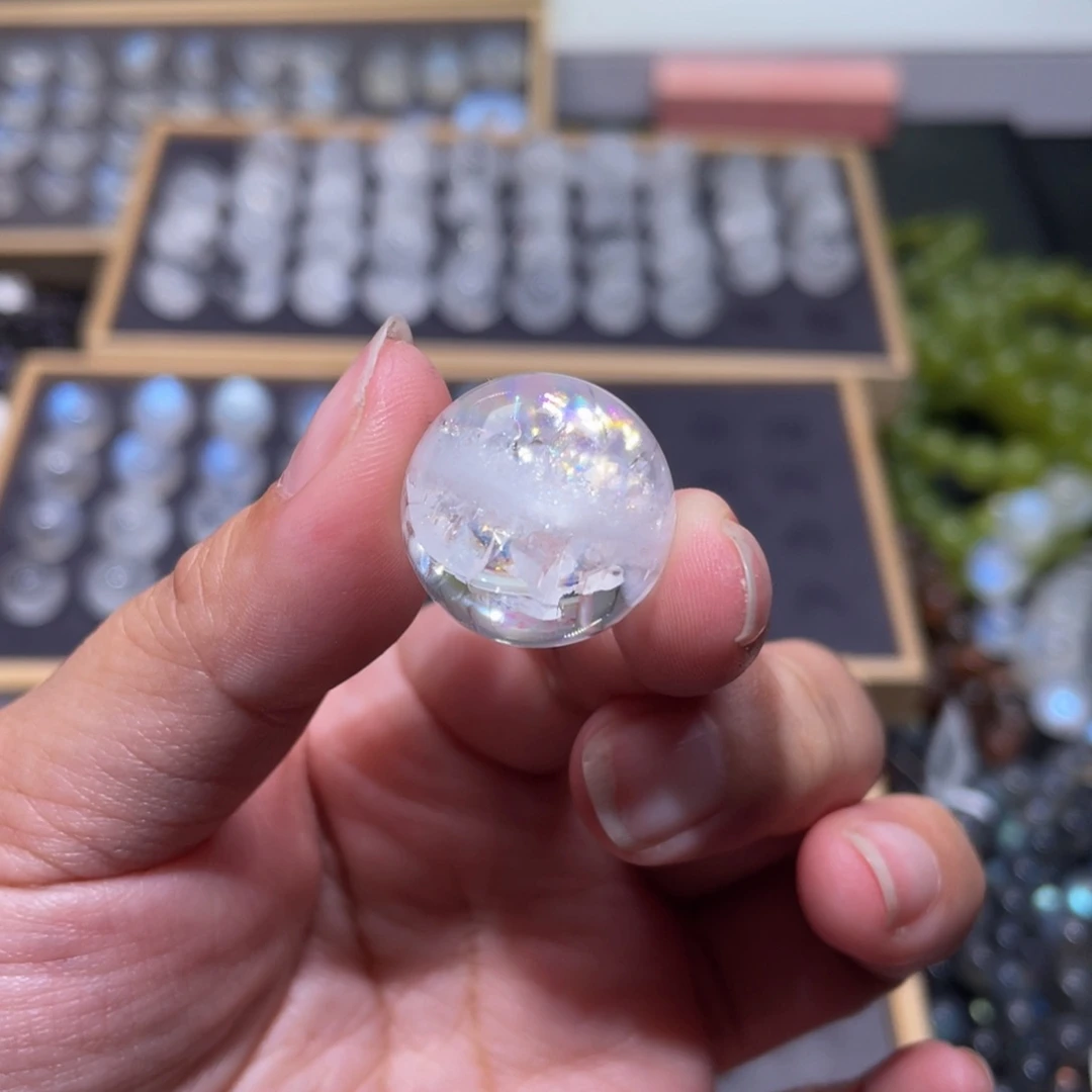 水晶颈饰未镶嵌今*彩虹白幽灵单珠19.9mm