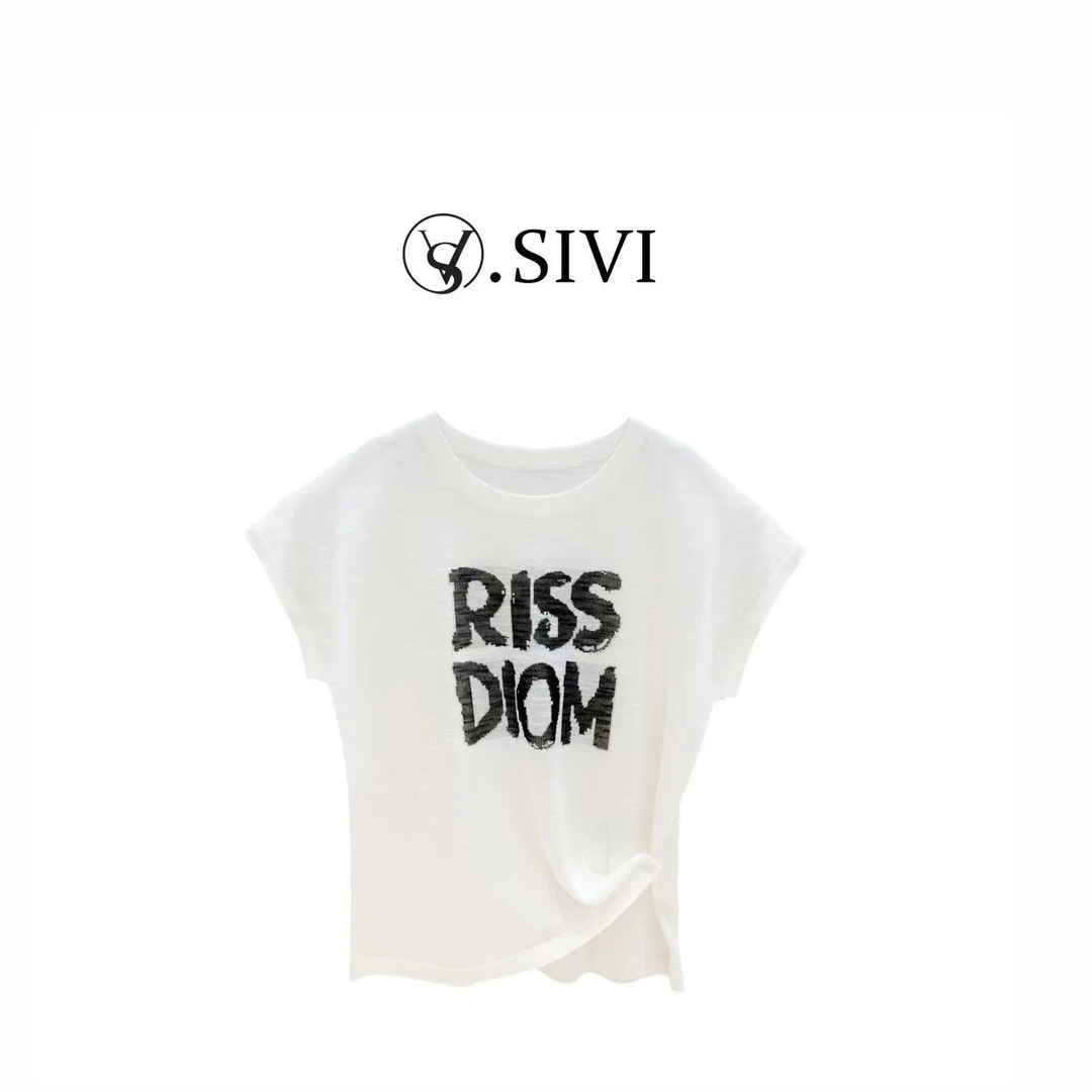 熙薇【街头涂鸦】2025夏季新款时尚天-丝+亚麻设计师上衣H3502