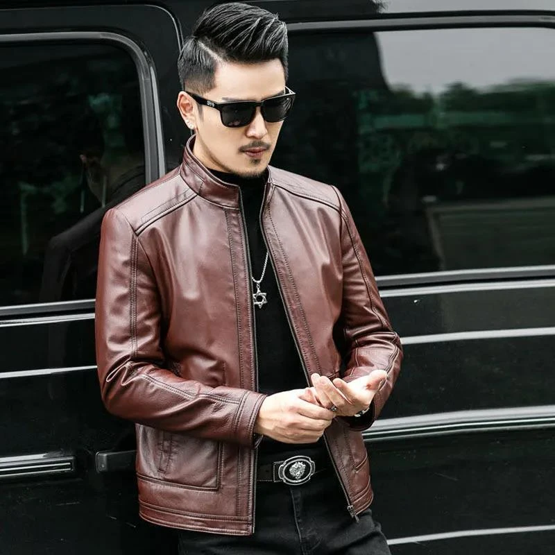 品质2025新款春秋海宁真皮皮衣男士头层牛皮外套皮夹克男韩版潮