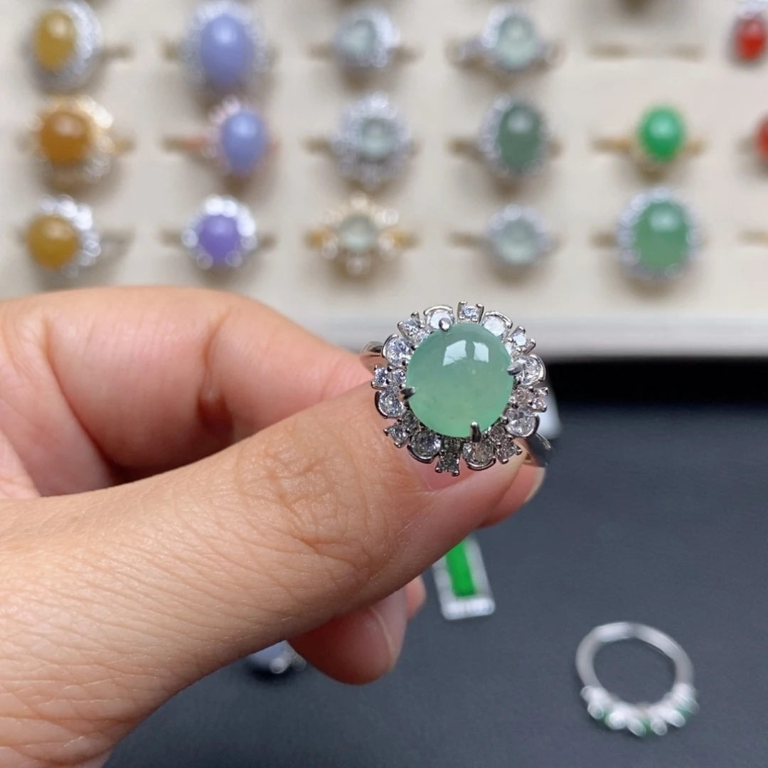 翡翠戒指银S925镶嵌?****n戒指