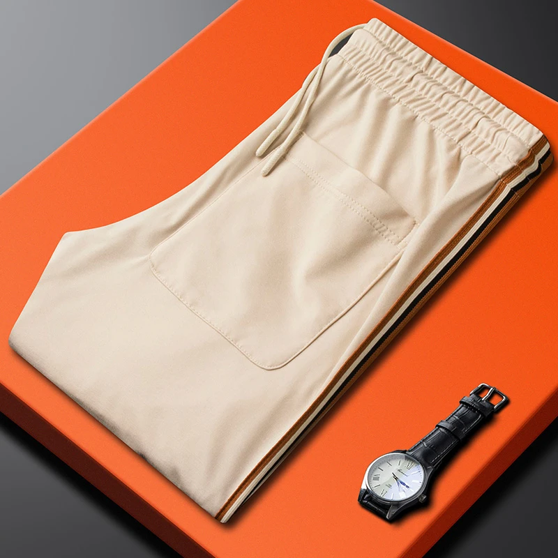 约文库费高端时尚春夏季男款休闲运动裤垂感修身直筒卫裤简约高端