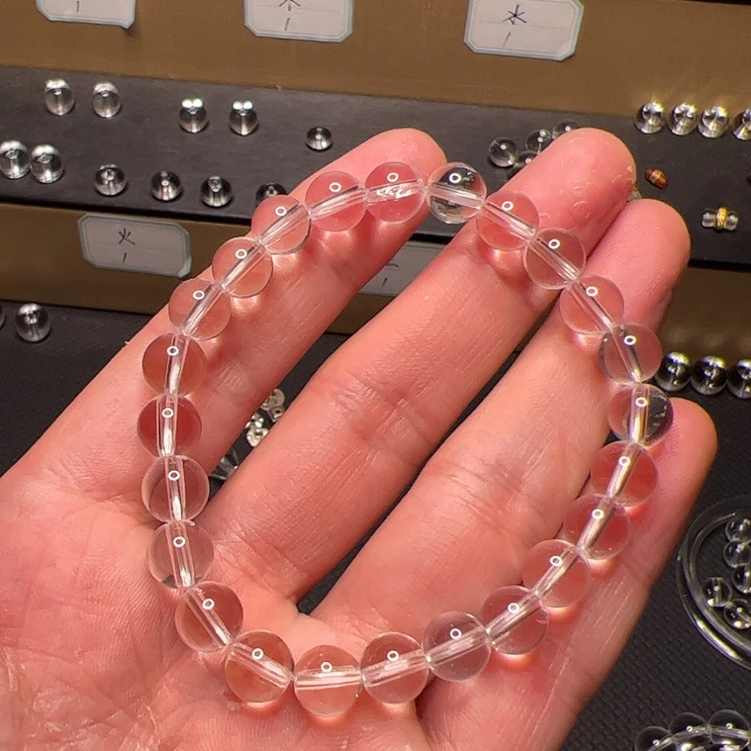 水晶手链未镶嵌博****）白水晶8mm圆珠手链