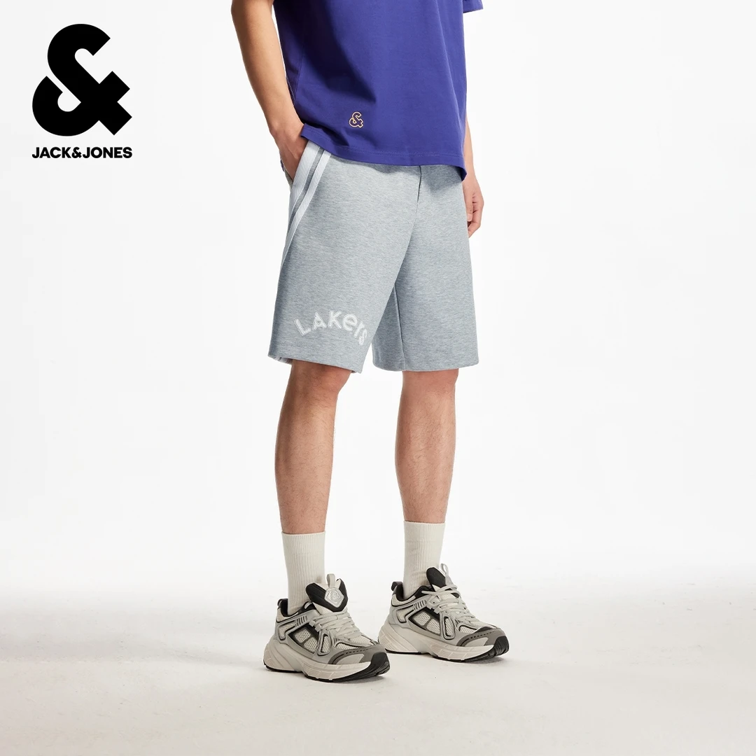 杰克琼斯NBA联名款湖人队男装夏季字母印花日常休闲松紧抽绳短裤