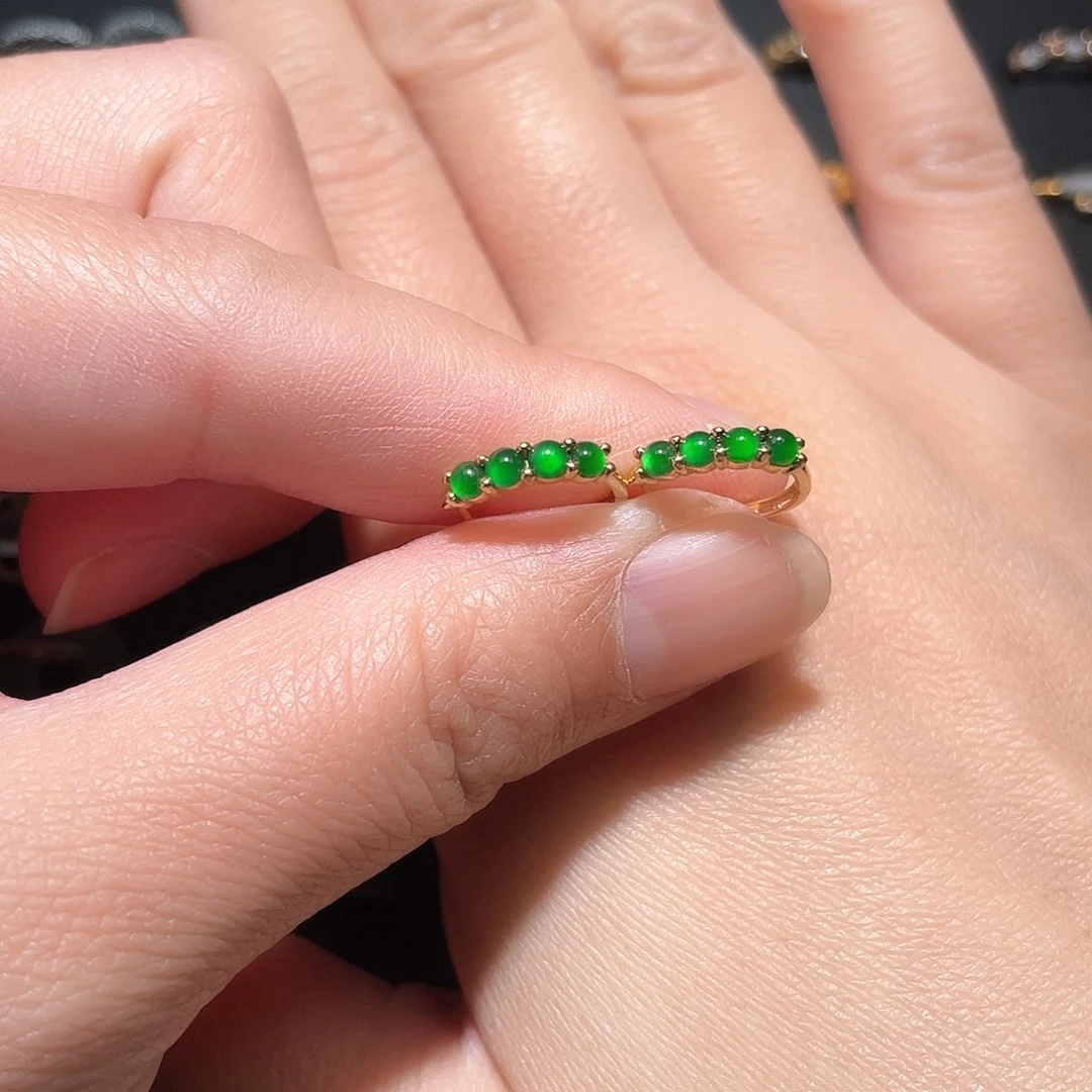 翡翠耳饰18K金镶嵌祈*耳环