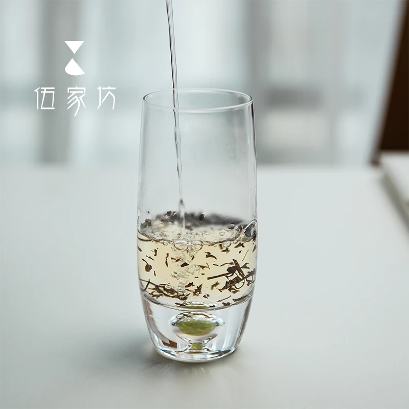 伍家坊伍家坊浮月青岚绿茶杯高端水晶玻璃绿茶杯大容量加厚水杯