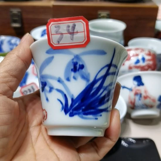 吃***心杯张学鸿老师青花釉里红