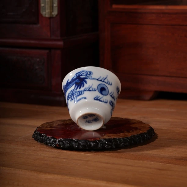 576清光绪青花若深杯 明清老瓷器古董古玩仿古家具