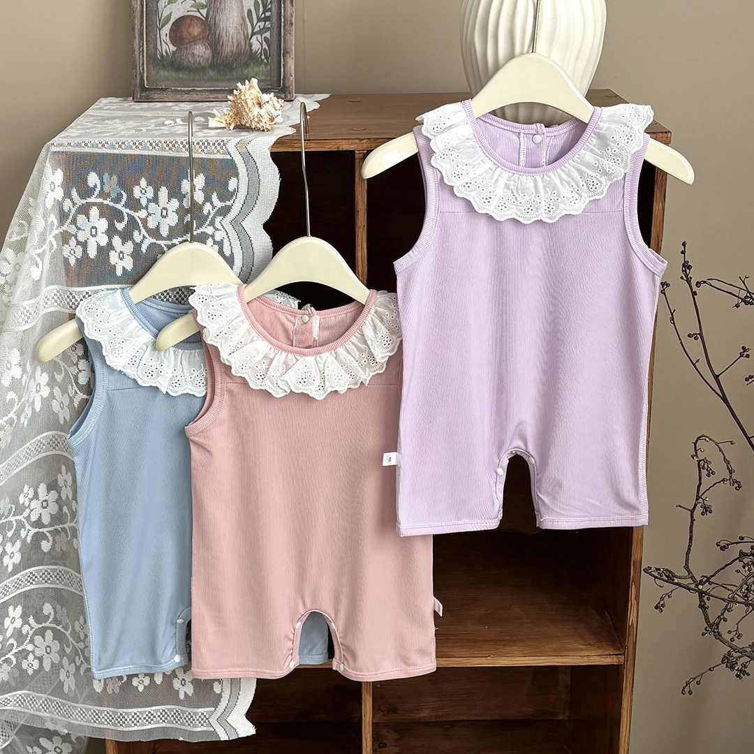 夏季婴儿套头公主风爬服哈衣女宝夏装薄款包屁衣公主睡衣背带