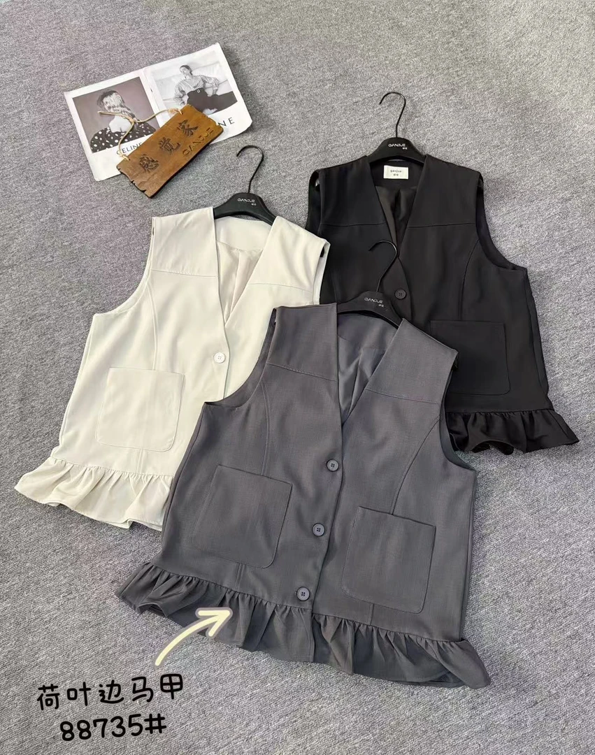 【微微】88735#底边褶西服马甲