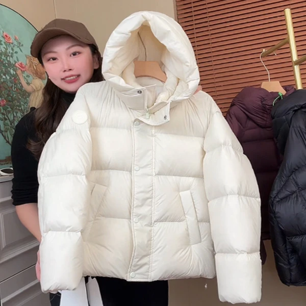 棉服女款冬季短款新款保暖加厚泡芙面包服小个子连帽宽松外套