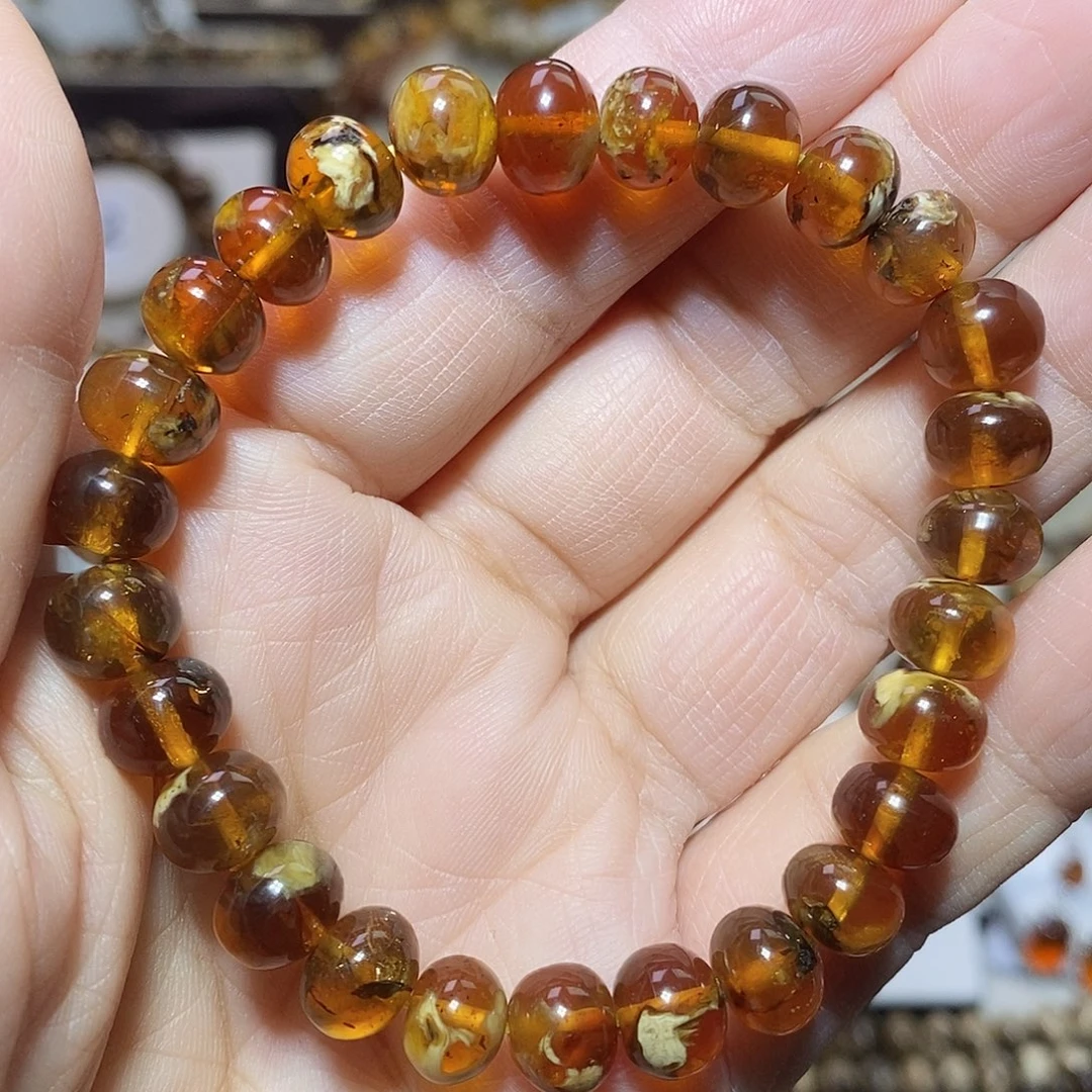 琥珀未镶嵌裸石水蜡8m