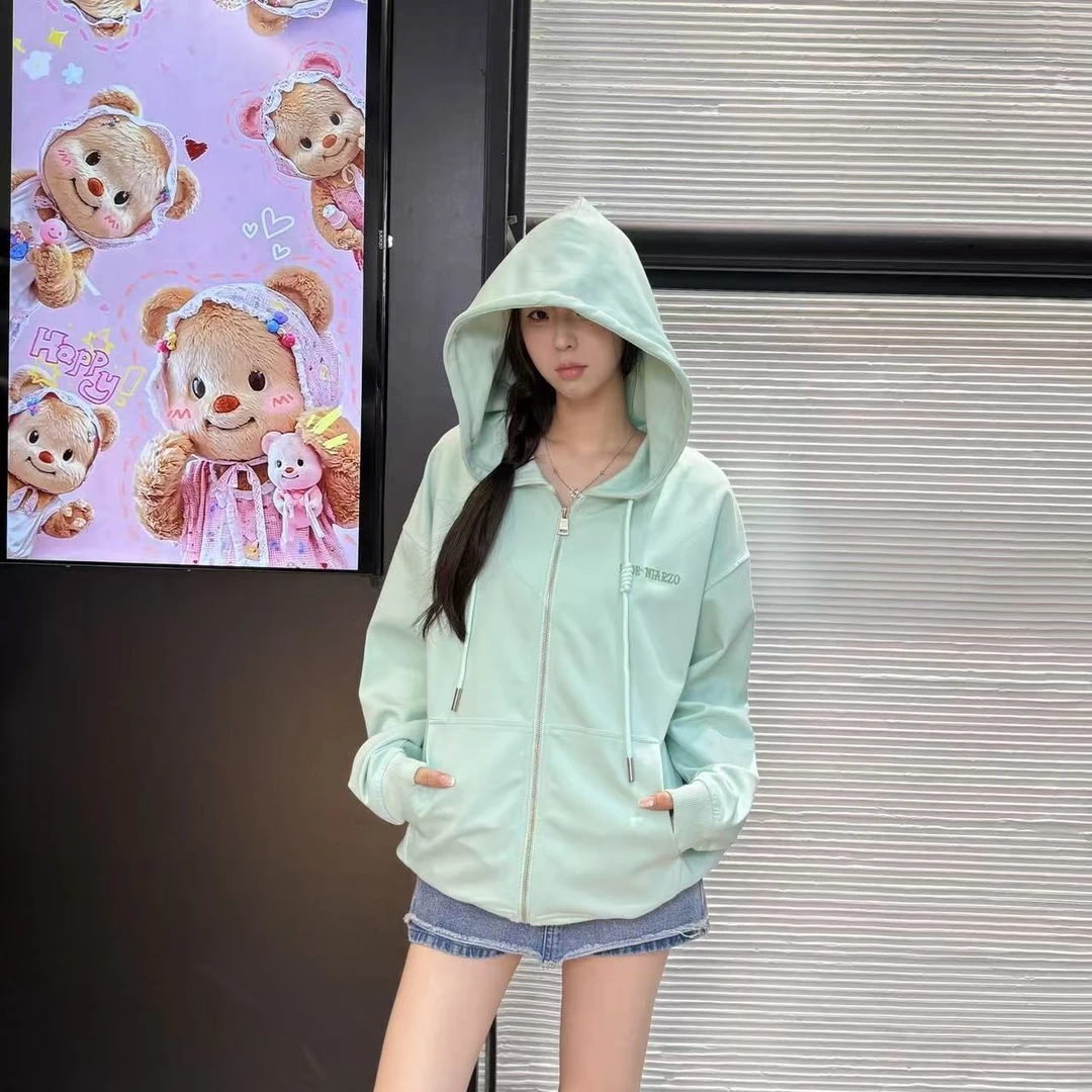 【阳春白雪】男女同款早秋新款拉链帽衫外套Cleanfit休闲卫衣(147)