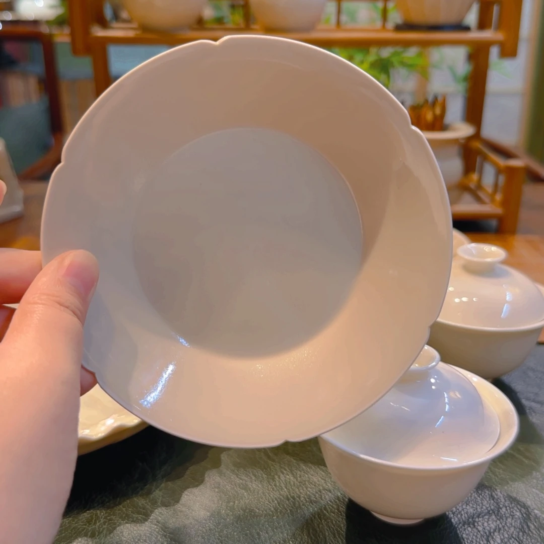 孤品 仿宋葵口盘 14.3高4.3