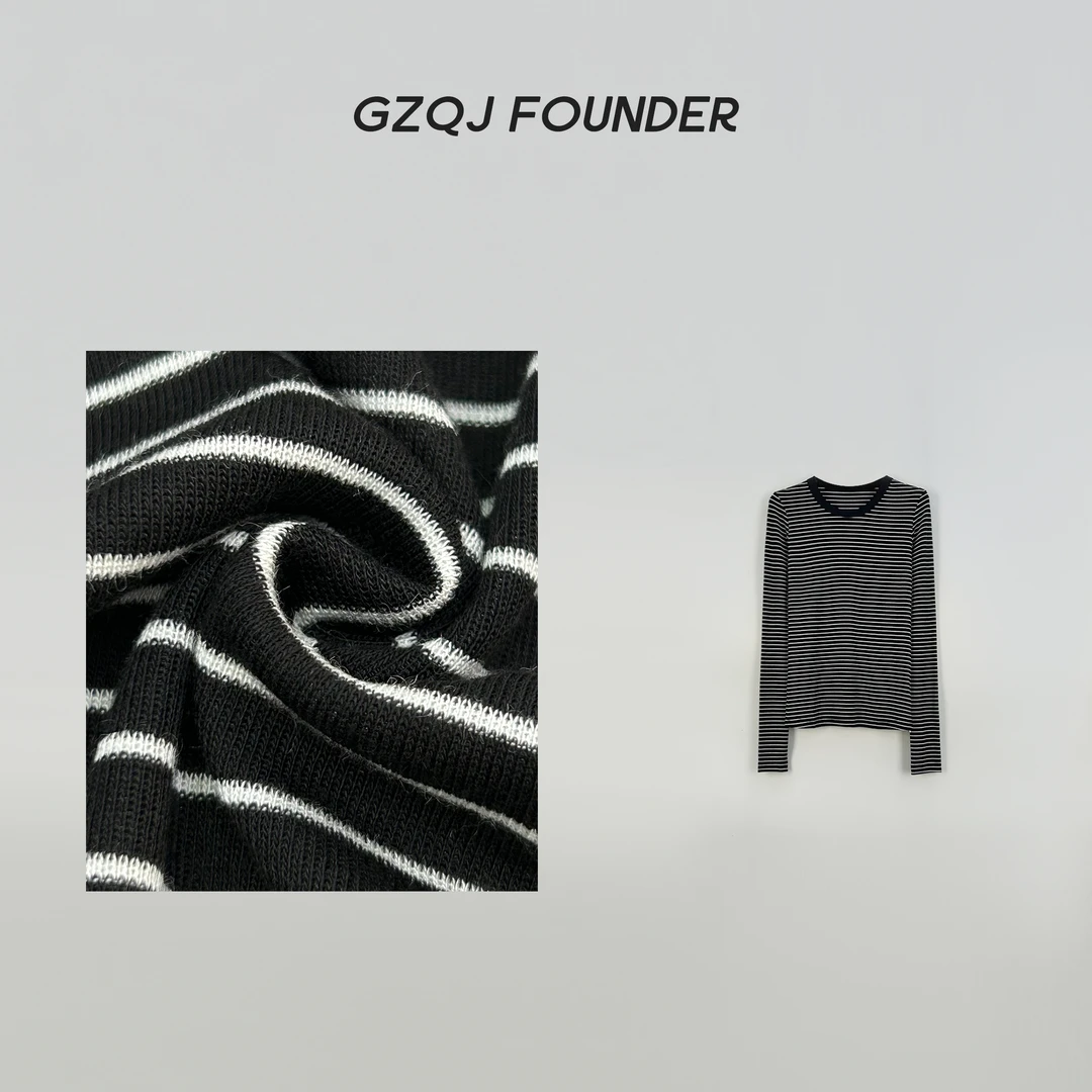 老琴私服【半城烟】 春夏新款时尚百搭圆领条纹长袖T恤打底衫 231