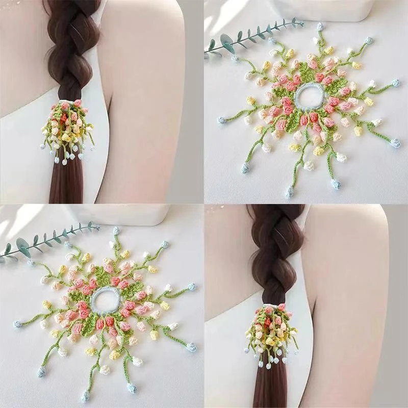 郁金香紫藤花发圈手工钩针编织DIY小红书同款送朋友礼物材料包