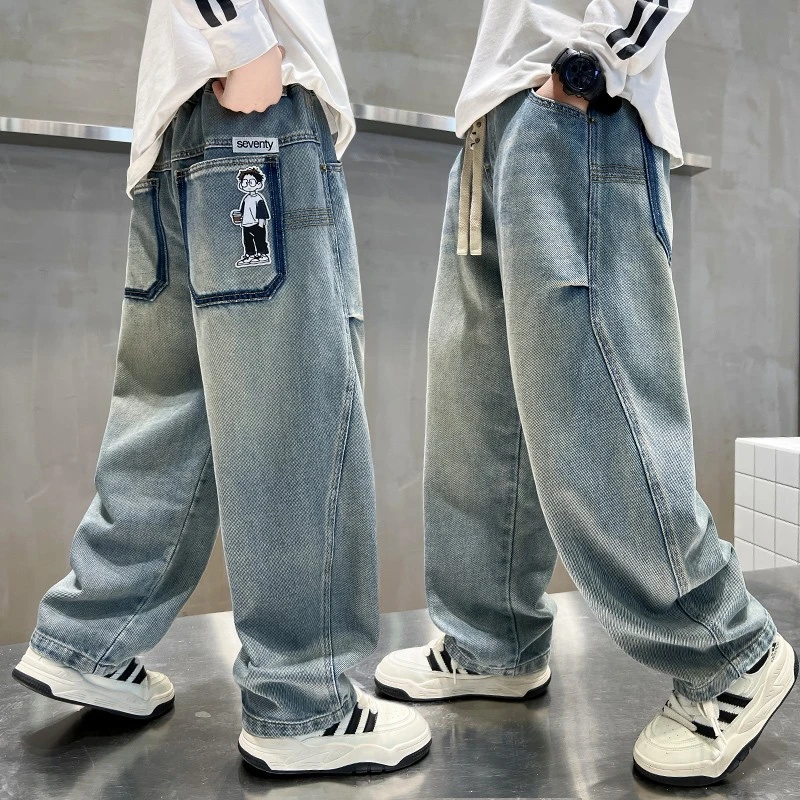 男童牛仔裤春秋2025中大童休闲长裤宽松儿童春季裤子直筒洋气百搭