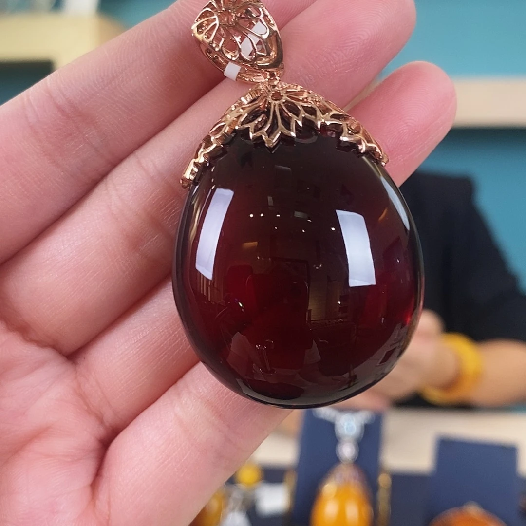 蜜蜡颈饰银S925镶嵌