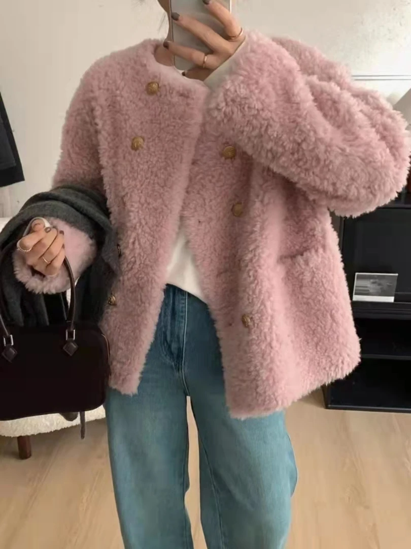 7002芯炫家新款皮毛一体颗粒小香风短款外套