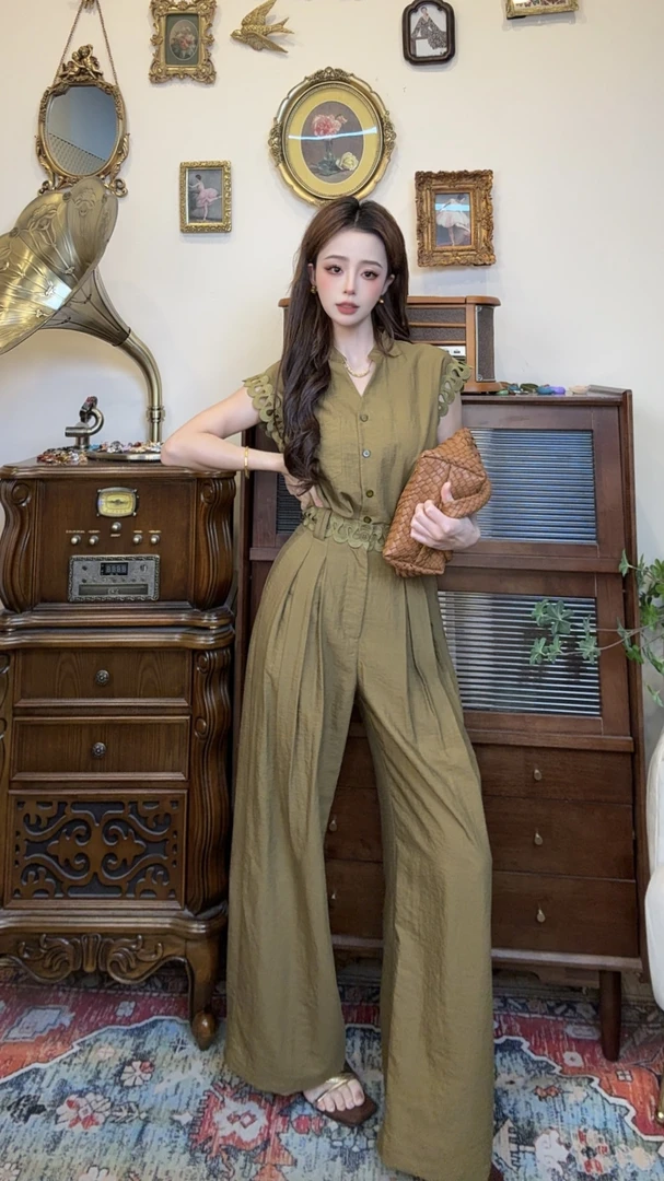 【十一港风】夏季新款设计法式衬衫休闲套装显瘦气质小众女装T1078