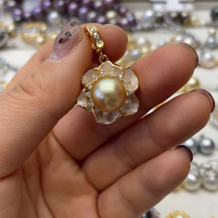 海水珍珠吊坠(不含链)银S925镶嵌