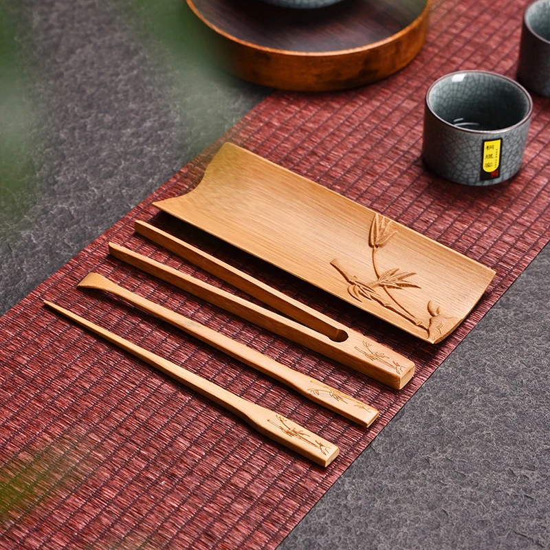 精品竹制泡茶工具碳化茶针茶拨茶夹茶则茶道六君子功夫茶具配件