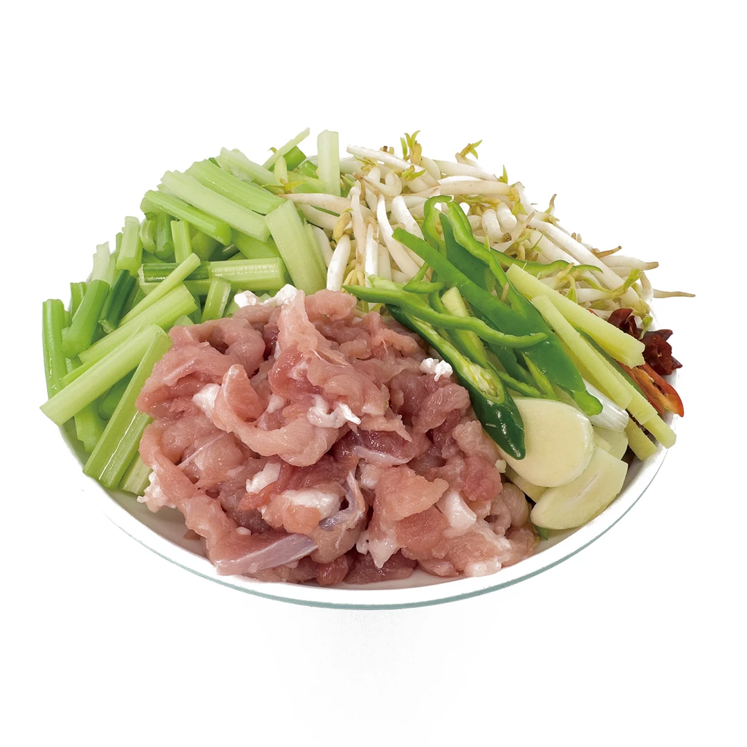 净菜套餐二：素炒茄丝+毛豆鸡丁+芹菜豆芽肉丝
