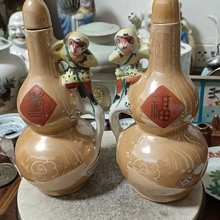摆件一***王青花陶瓷摆件双喜临门罐罐摆件粉彩