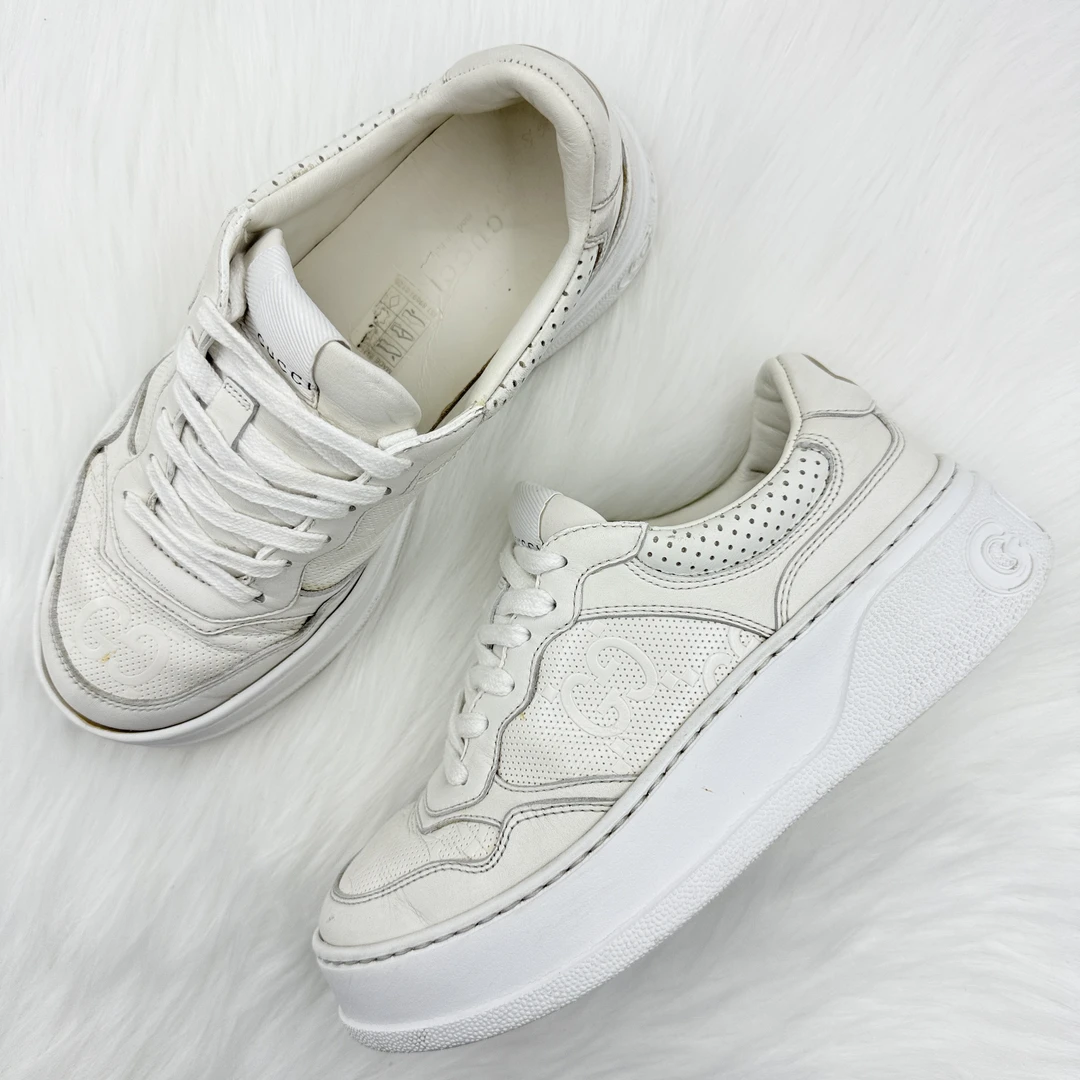 90新 GUCCI/古驰 GG印花压纹厚底饼干鞋 37码 公价8.3k m010