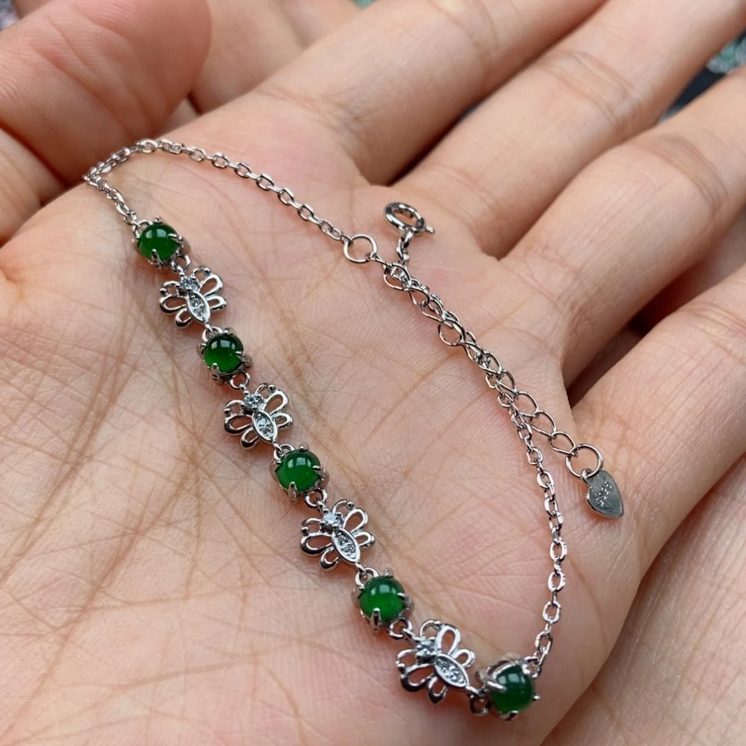 翡翠银S925镶嵌耳饰翡翠首饰