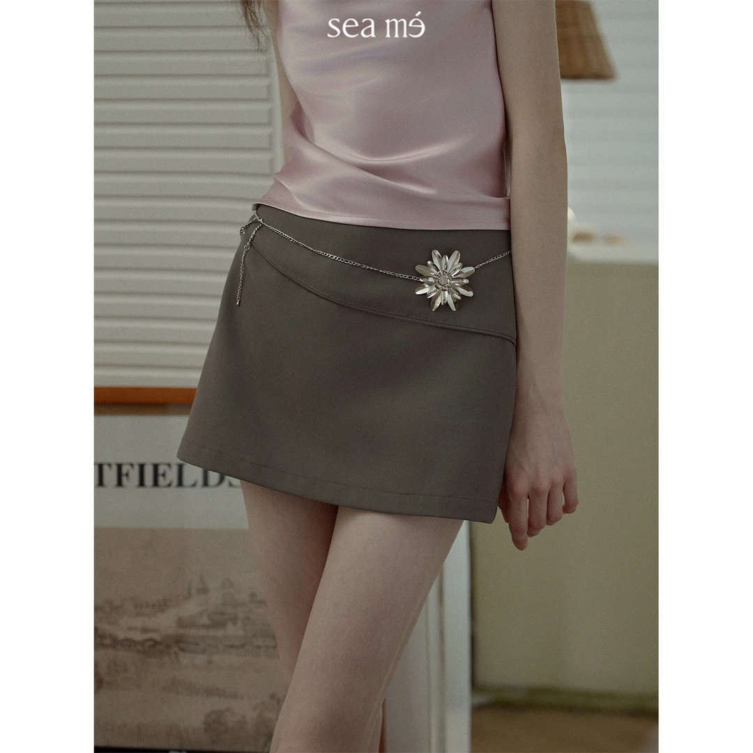 Seame汐觅【海的蔓延】韩系高智风半身裙女极简设计休闲遮胯短裙