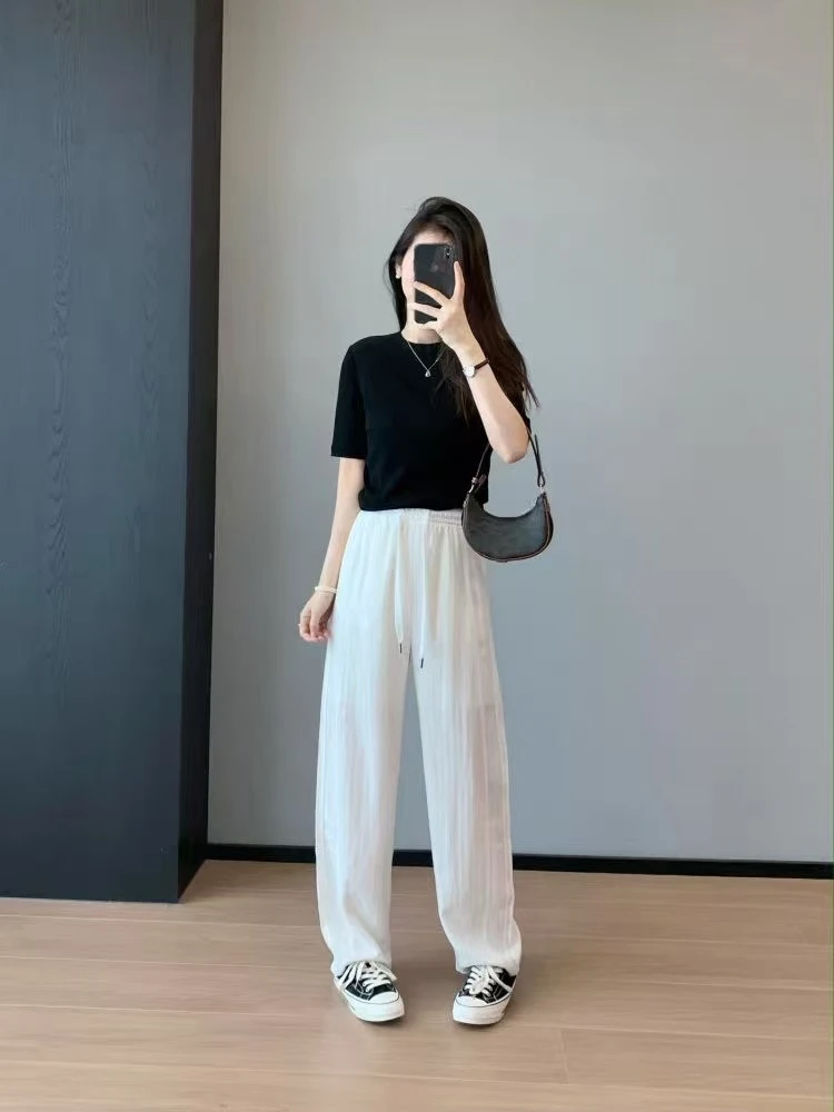 【一吨她娘专属】2025春夏新款女士高端垂感天丝亚麻弯刀裤6085