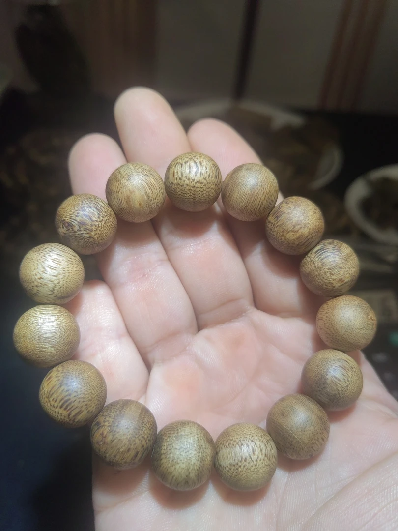 沉香金沙叶单圈手串15mm14克+韵味十足