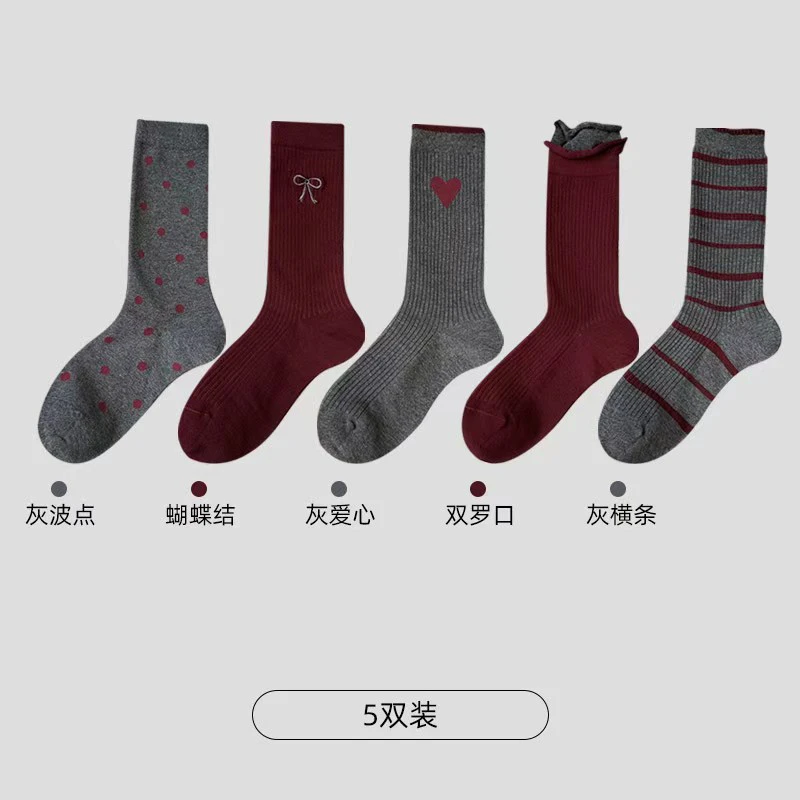 安可拉红袜子冬季中筒miu系