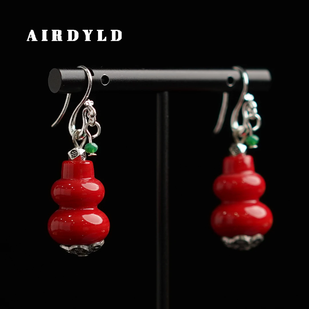 黄铜琉璃耳饰 【顺福顺禄耳钉】淄博非遗老琉璃红色葫芦百搭耳环