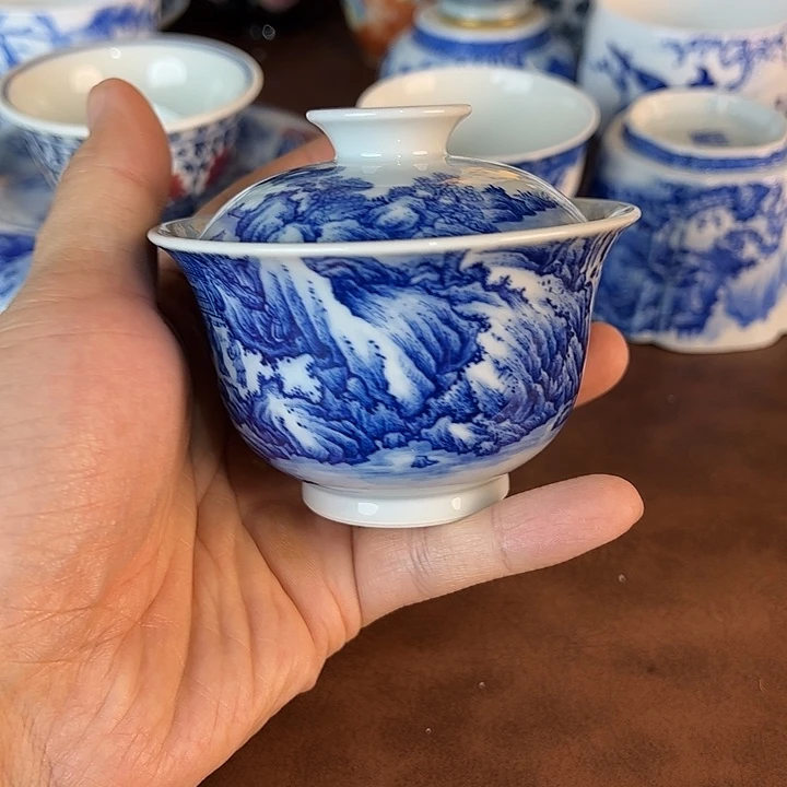 过***烟瓷片景德镇全手工手绘陶瓷