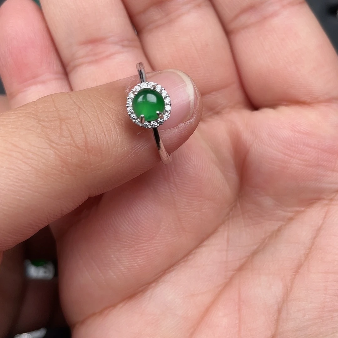 翡翠银S925镶嵌耳饰