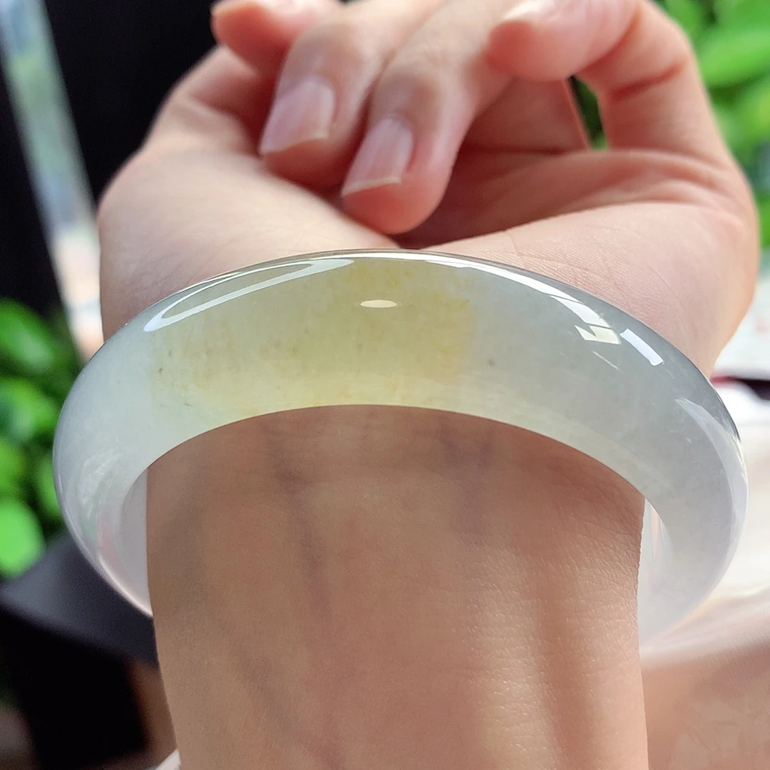 未镶嵌手镯翡翠54-55圈口正冰轮胎海盐柠檬毕业镯15号