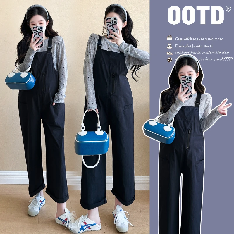 孕妇套装2025新款洋气时尚高质量休闲宽松上衣百搭孕妇背带裤春装
