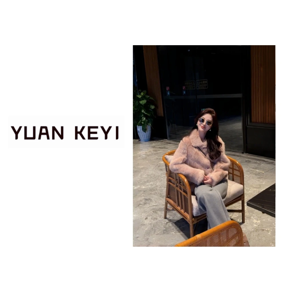 YUANKEYI“粉海豚” 西班牙进口托斯卡纳皮毛一体皮草轻装滑