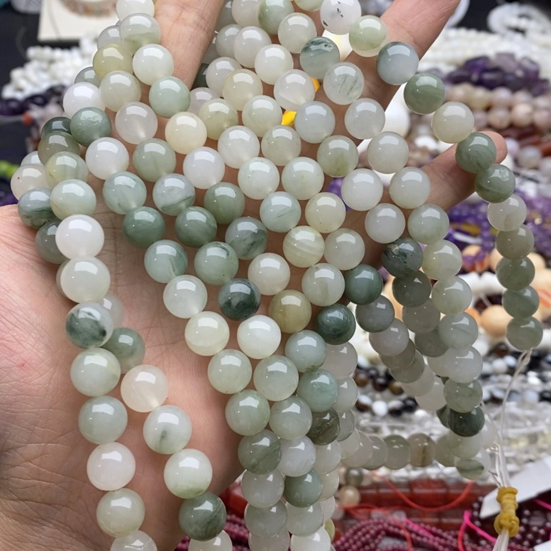 未镶嵌玛瑙/玉髓珠宝半成品一条天然10mm天山翠圆珠