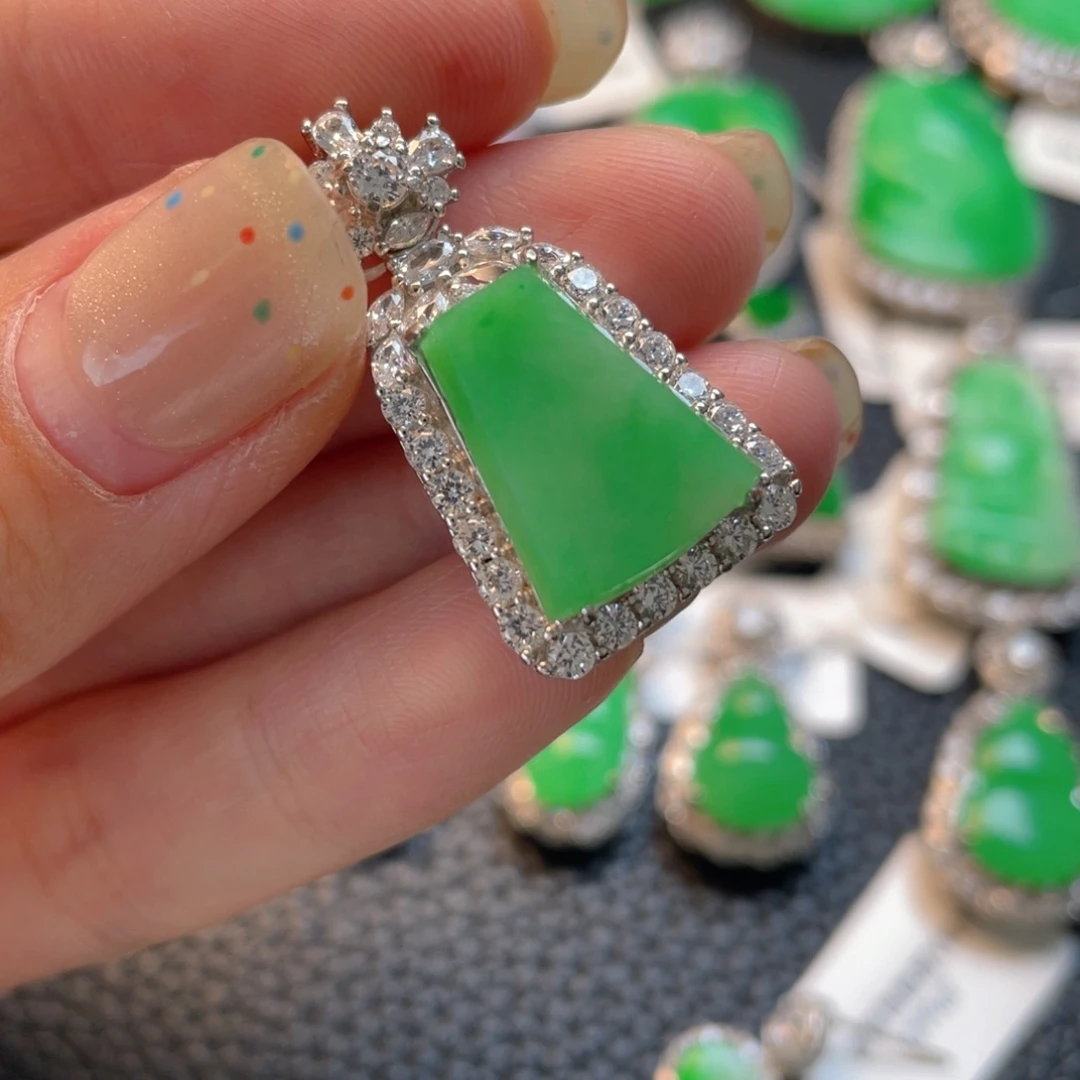 翡翠银S925镶嵌吊坠(不含链)