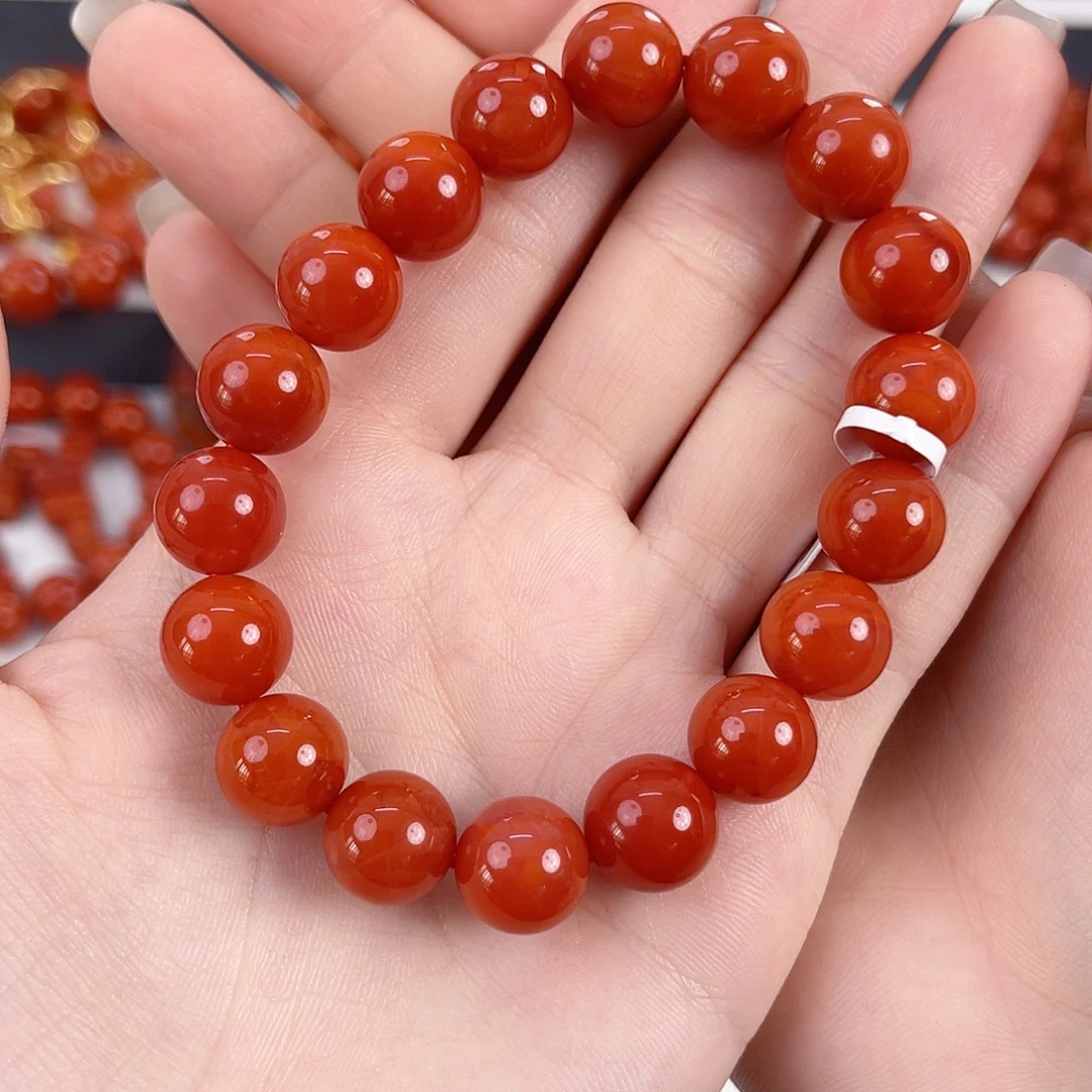 南红玛瑙未镶嵌瓦西锦红玉化11mm