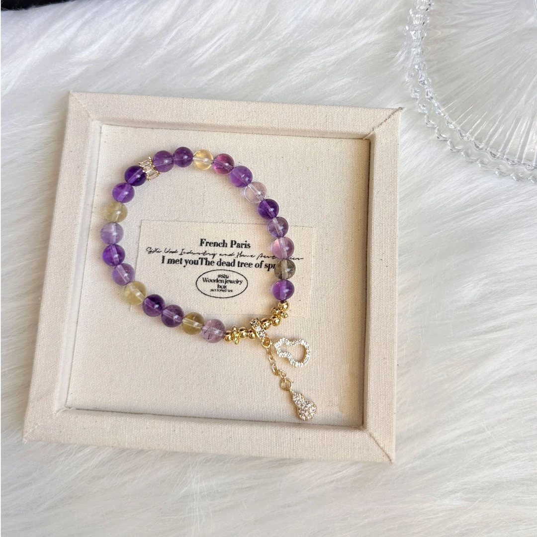 【紫黄晶】紫水晶黄水晶手串  颜色微差多样性发