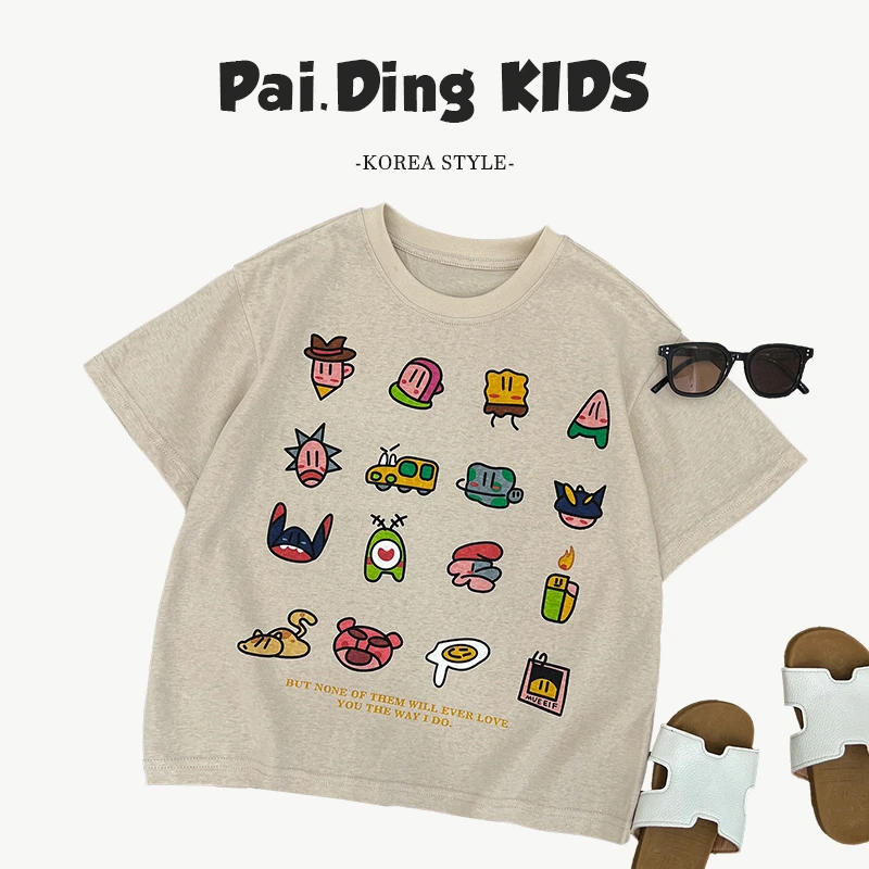 qc【兔小呗】夏装儿童时尚卡通印领百搭复古短袖T恤HCXZ4392-XX3