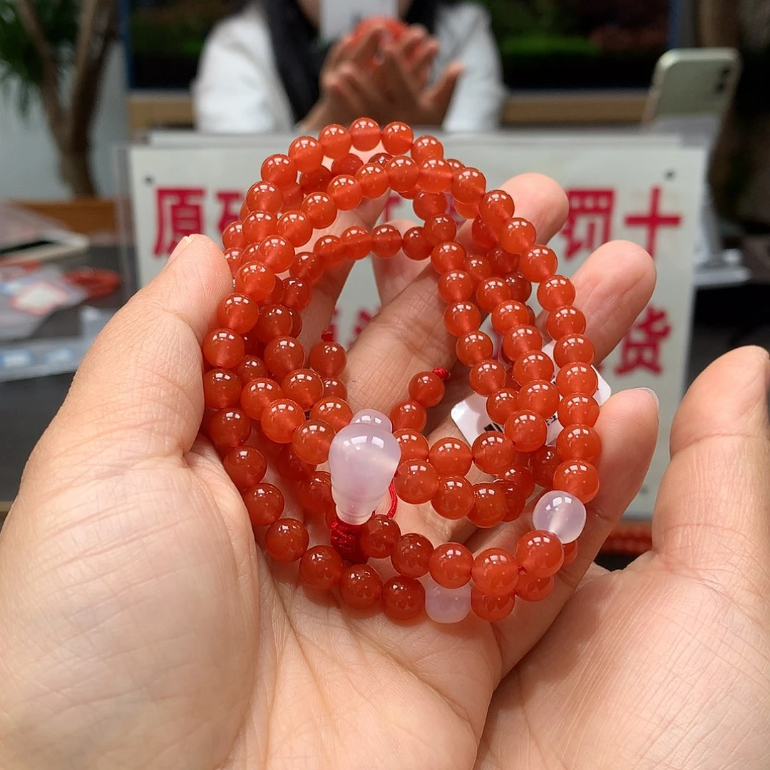 南红玛瑙6MM河湾冰红108未镶嵌