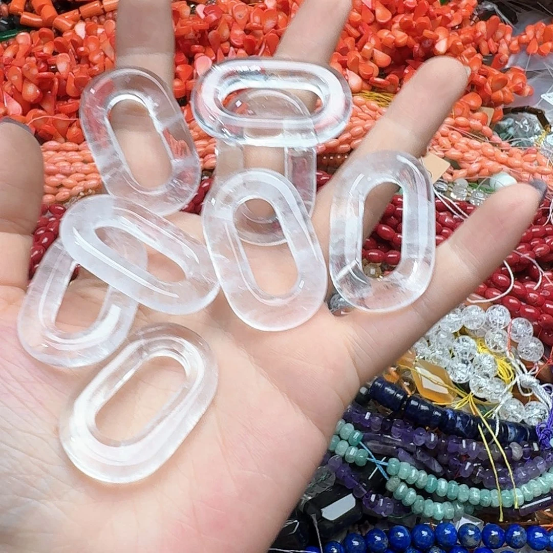 未镶嵌玛瑙/玉髓珠宝半成品一个白水晶圈圈